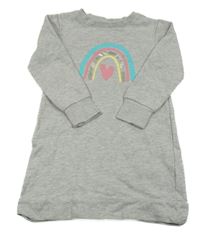 Šedé melírované teplákové šaty s duhou a srdíčkem Lily & Dan