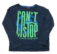 Tmavomodré pyžamové triko s nápisy a míčem S. Oliver