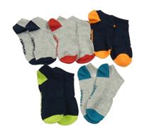 5x - Barevné kotníčkové ponožky s nápisem dne