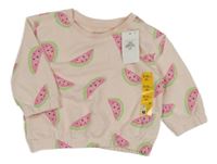 Nové - světlerůžová oversize mikina s melouny PRIMARK