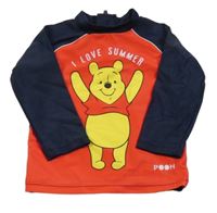 Červeno-tmavomodré UV triko s Pú Disney