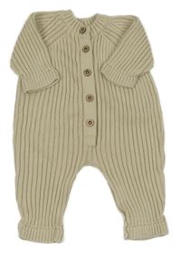 Světlebéžový žebrovaný pletený overal