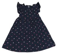 Tmavomodré šaty s motýlky a volánky Topolino