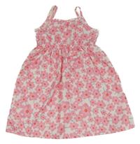 Bílo-růžové květované letní šaty 