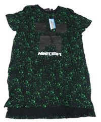 Nové - černo-zelené skvrnité tričko s Minecraft PRIMARK