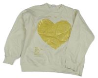 Smetanová mikina se zlatým srdcem a nápisy ZARA