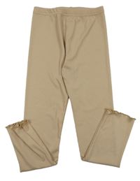 Béžové žebrované legíny 