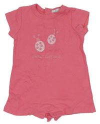 Růžový kraťasový overal s beruškami Tex