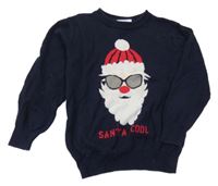 Tmavomodrý vánoční svetr se Santou Topolino