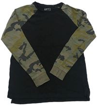 Černo-khaki triko s army rukávy Next