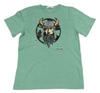 Zelené tričko s vikingem H&M