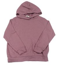 Starorůžová žebrovaná úpletová mikina s kapucí H&M