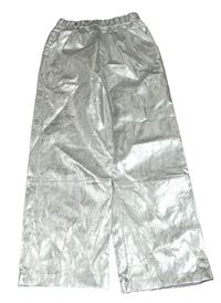 Stříbrné koženkové wide leg kalhoty zn. Zara
