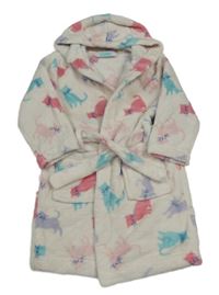 Smetanový chlupatý župan s kočkami a kapucí John Lewis