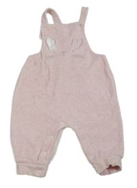 Růžové melírované sametové laclové tepláky s králíkem Next