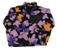 Černo-lila vzorovaná huňatá podšitá bunda Next