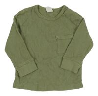 Khaki žebrované mikinotriko s kapsou H&M