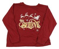 Tmavočervené triko se spřežením