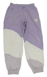 Lila-bílé tepláky s logem Puma