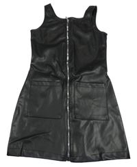 Černé koženkové propínací šaty Y.F.K.