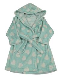 Mátový chlupatý župan se srdíčky a kapucí George