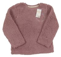 Nové - Starorůžová huňatá mikina s nápisem Primark