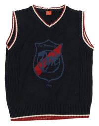 Tmavomodrá svetrová vesta s erbem S. Oliver