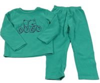 Zelené fleecové pyžamo se psem