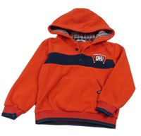 Červeno-tmavomodrá fleecová mikina s výšivkou a kapucí