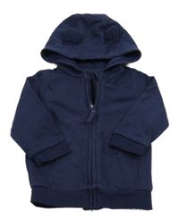 Tmavomodrá propínací mikina s kapucí s oušky George