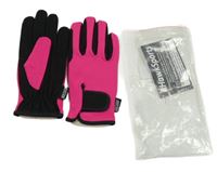 Nové - Fuchsiovo-černé prstové rukavice