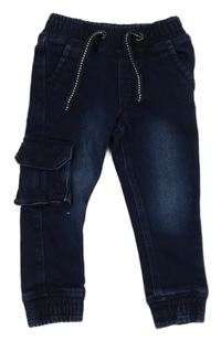 Tmavomodré teplákové cuff rifle s kapsou Lupilu