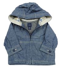 Tmavomodrá melírovaná plátěná jarní bunda s kapucí GAP