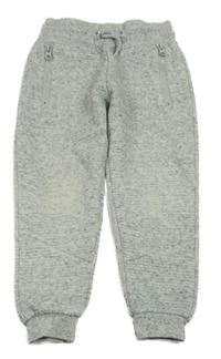 Šedé melírované žebrované tepláky Primark