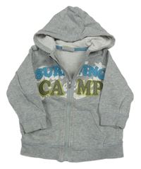 Šedá melírovaná propínací mikina s nápisem a kapucí Topolino