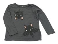 Antracitové triko s netopýry H&M