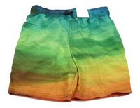 Nové - Zeleno-oranžovo-červené ombré plážové kraťasy George