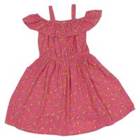 Tmavorůžové květované lehké šaty s volánem Next