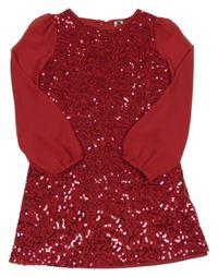 Vínové tylovo/šifonové šaty s flitry Dunnes