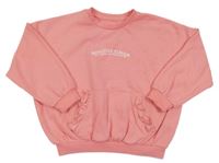 Růžová oversize mikina s nápisem a volánky Matalan