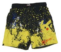 Černo-žluté skvrnité plážové kraťasy s Pikachu George