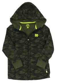 Khaki-šedá army propínací mikina s kapucí F&F