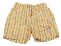 Žluto-oranžovo-bílé kostkované plážové kraťasy Primark