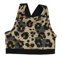 Béžovo-černý leopardí sportovní crop top Matalan