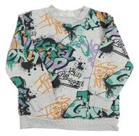Šedo-barevná mikina s grafitty H&M