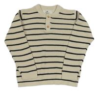 Smetanovo-černý pruhovaný lehký svetr H&M