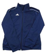 Tmavomodrá sportovní funkční propínací mikina s logem Adidas