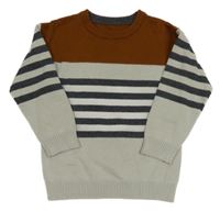 Šedo-hnědý pruhovaný lehký svetr Matalan