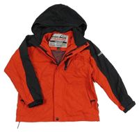 Červeno-černá šusťáková jarní bunda s kapucí 