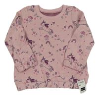 Nové - světlerůžová mikina s jednorožci dunnes